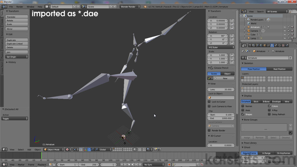 Biped imported as a functional Armature in Blender