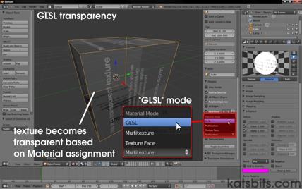 Turning on GLSL display mode, switching for MultiTexture in Blender