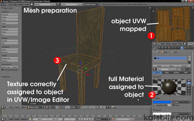 Mesh prep. The model  has to be properly prepared before the baking process can be done; UVW map and texture assignment