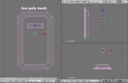 Low poly mesh shown relative to the 'XYZ' axis in Blender