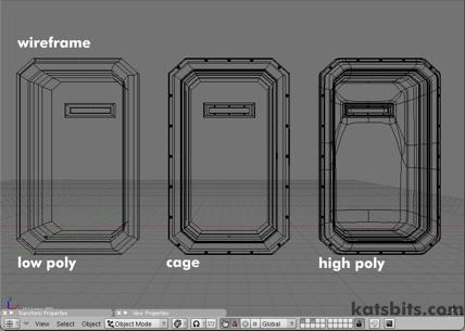 Wire-frame view of the required assets, in this case a 'tech(ish) doorway