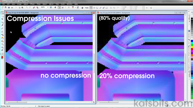 Compression artefacts when using a lossy format like JPG