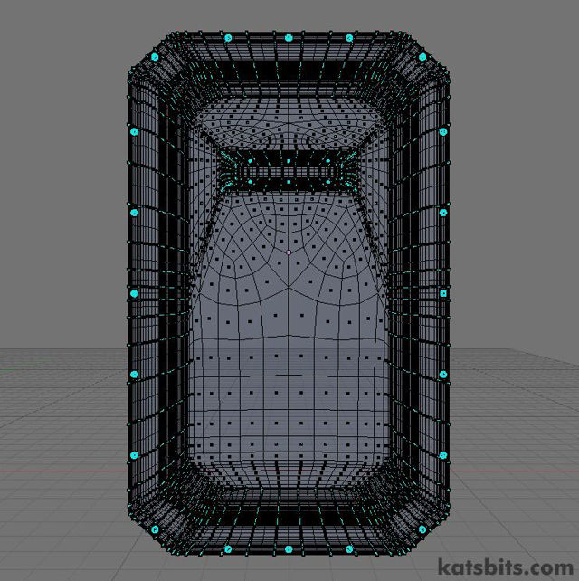 The subsurfaced control cage (x2 iterations for illustrations purposes, x4 for rendering)