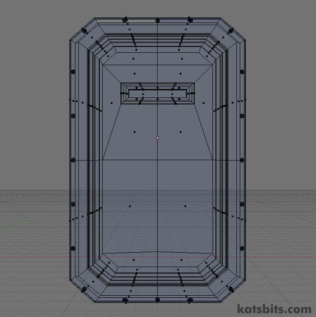 The initial "control cage" used as the basis from which both the low and high poly versions of the mesh are made