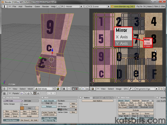 Mirroring UVW maps in the UV Editor