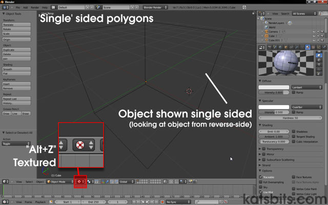 Viewed in Textured mode, only a single side is visible in Blender