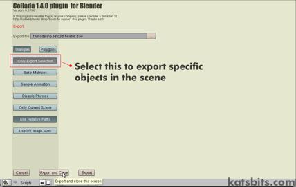 Blender 3D to Collada export options