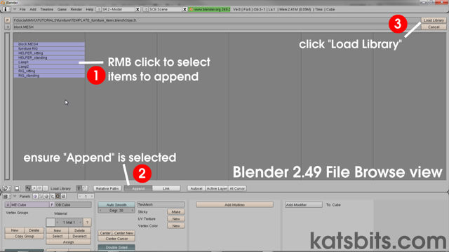 Appending data in Blender 2.49