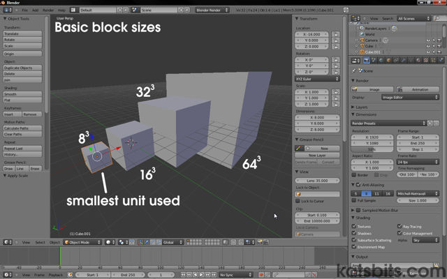 Basic minimal building block sizes in Blender
