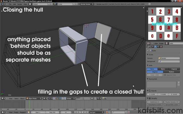 Placing 'fillers' to close the gaps left be detail items in Blender