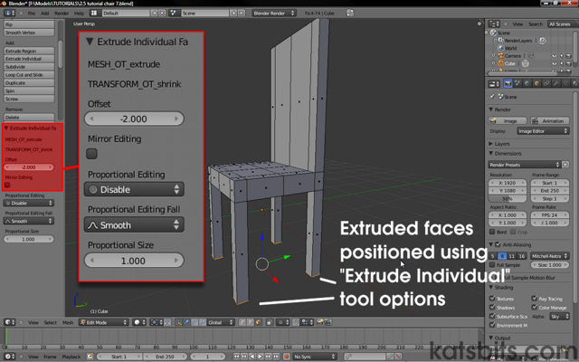 "Extrude Individual" faces tool options