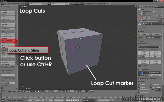 Adding loop cuts to a mesh in Blender