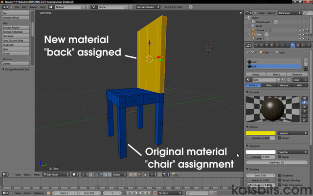 Second material assigned to the mesh