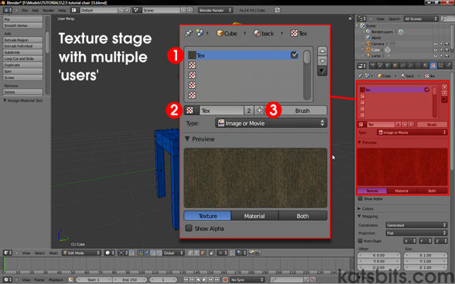 Original texture stage with multiple users