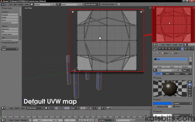 Entire default UVW map displayed in the UV/Image Editor in Blender 2.5