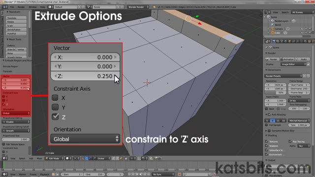 Extrude Options in Blender 2.70 organised under "Tools"