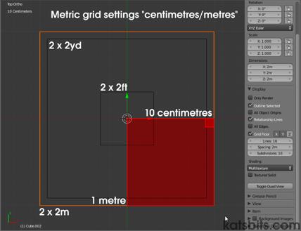 Centimetres and metre grid setting in Blender