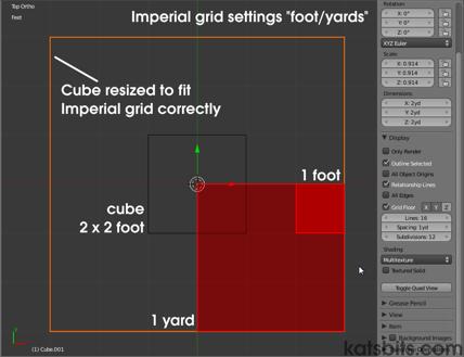 Foot and yard grid settings in Blender
