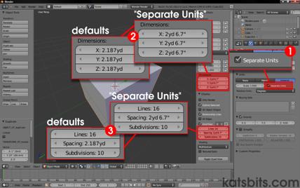Activating "Separate Units" to display measurements as sub-elements in Blender