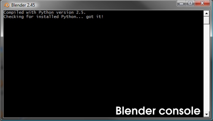 Blender command prompt console