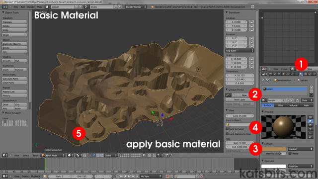Assign a basic Material to the terrain mesh