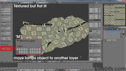 Move lamp object to other layers so scene can be flat lit but textured