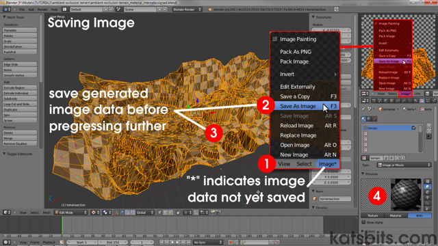 UVW mapping Blender generated images to the terrain mesh