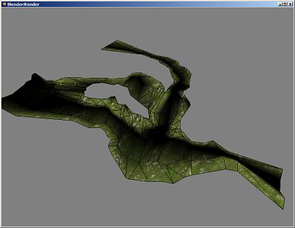 Vertex painting shown over the top of the terrain texture in a 3D application window