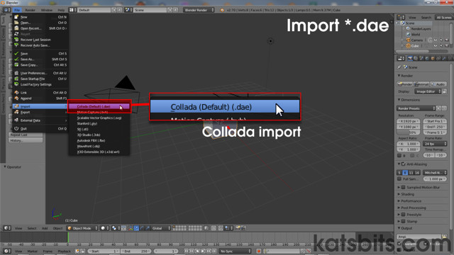 Import Collada DAE mesh into Blender