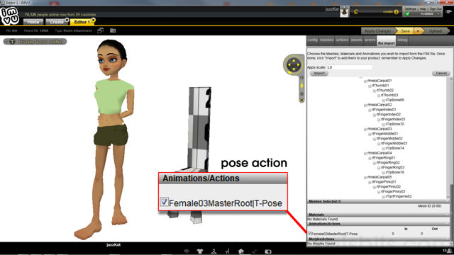 Importing the pose FBX and components recognised