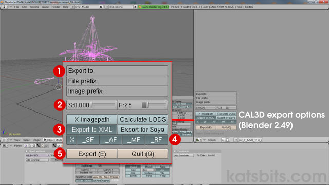 Export options from Blender 2.49