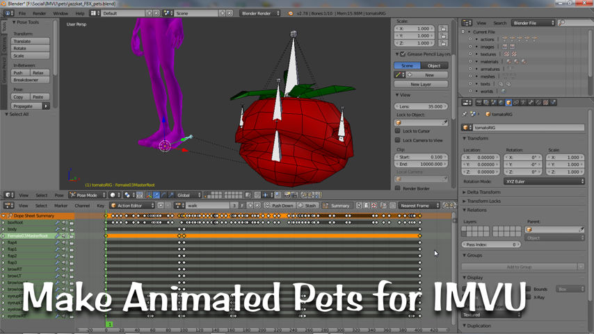 Making animated PETS for IMVU using Blender