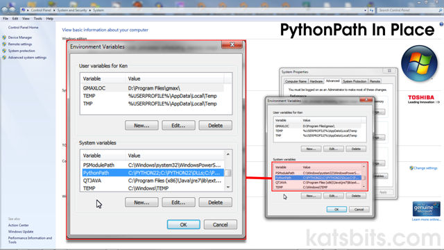PythonPath displayed in "System variables"