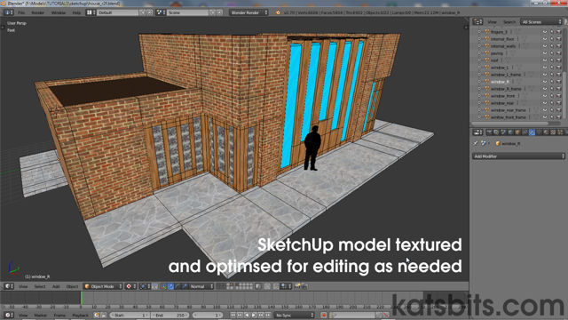Final SketchUp model textured and 'cleaned' ready for editing where needed