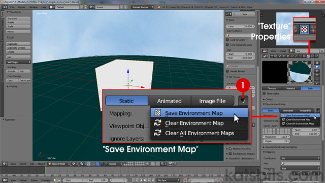 Saving the rendered Environment Map from "Texture" properties