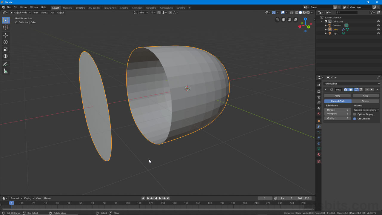 Splitting a selection in Blender 2.80