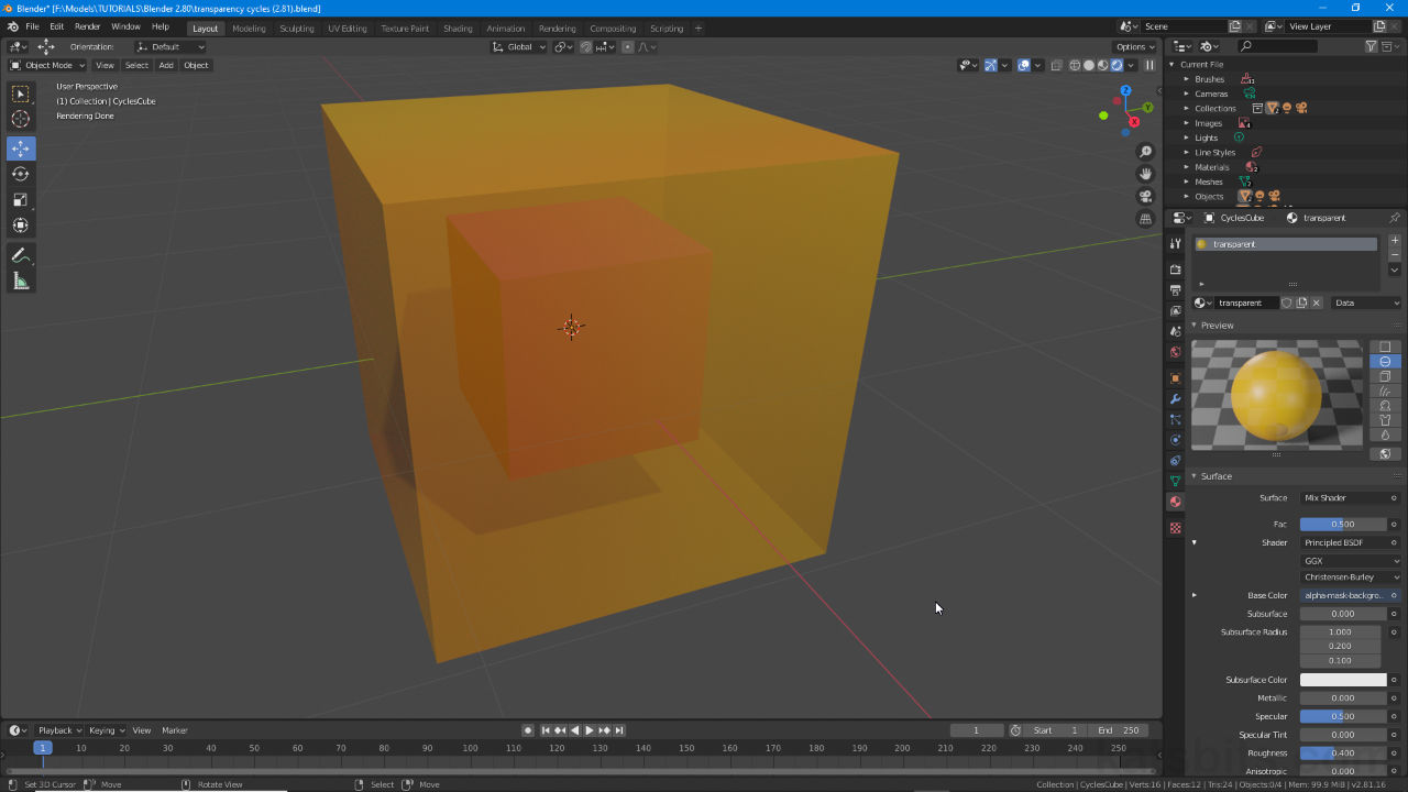 Cycles Render and Transparent Materials in Blender 2.81+
