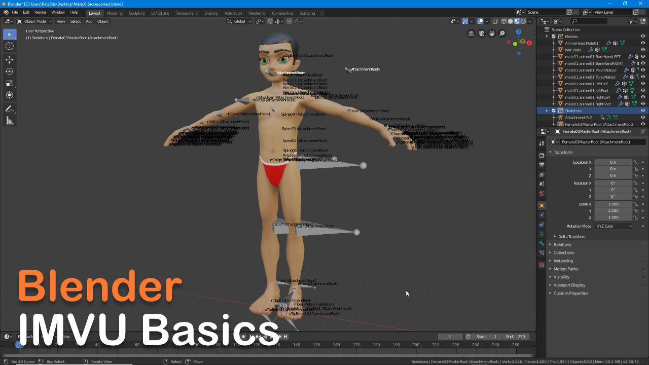 Blender Basics for IMVU starter files overview