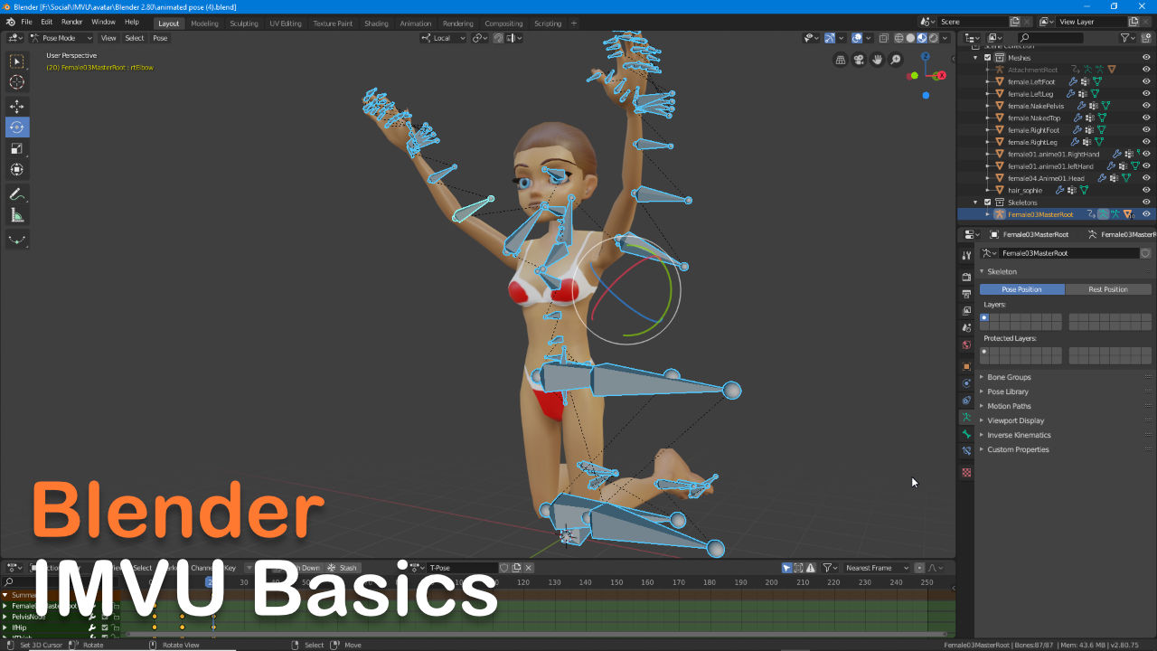 Blender Basics for IMVU make an animated pose
