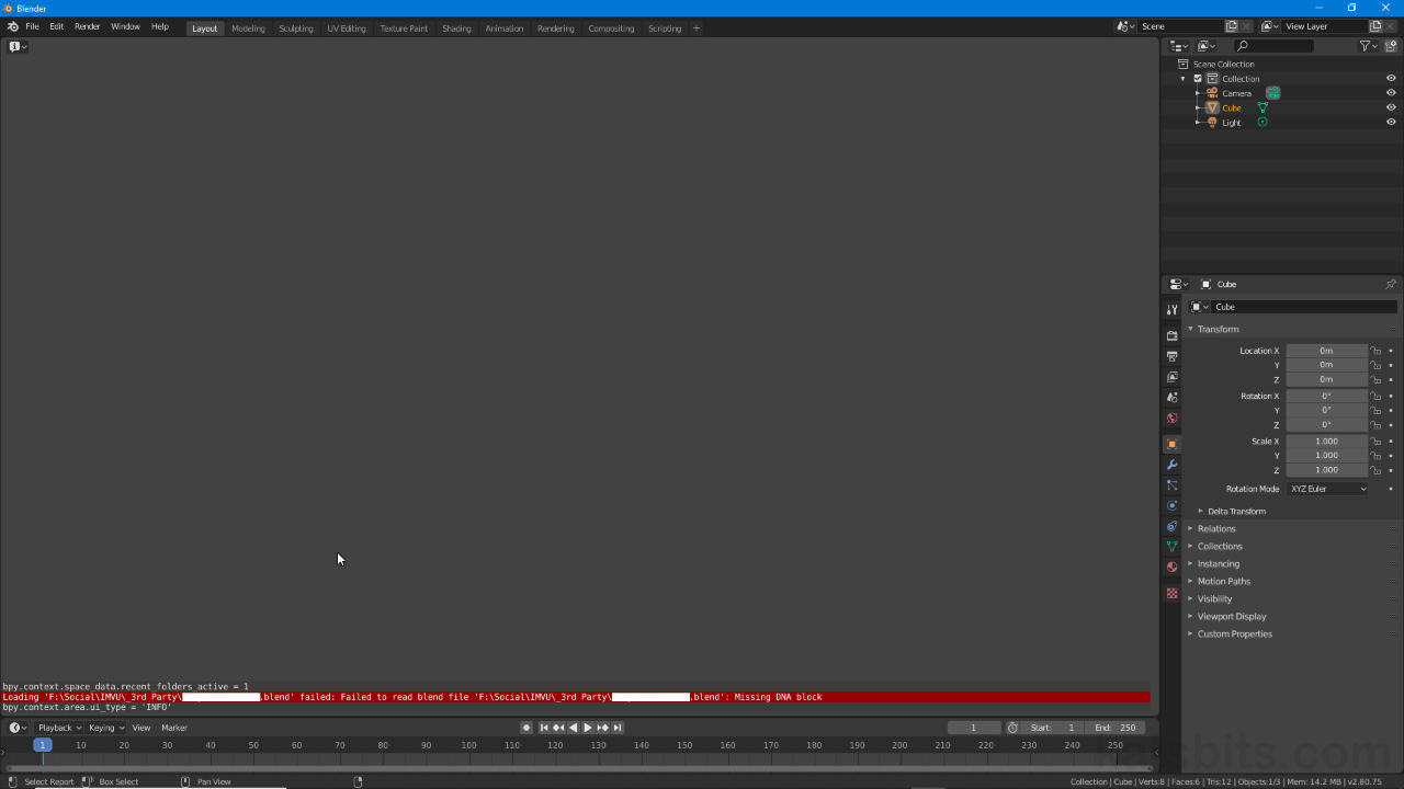 Missing DNA Block error message in Blender 2.8+