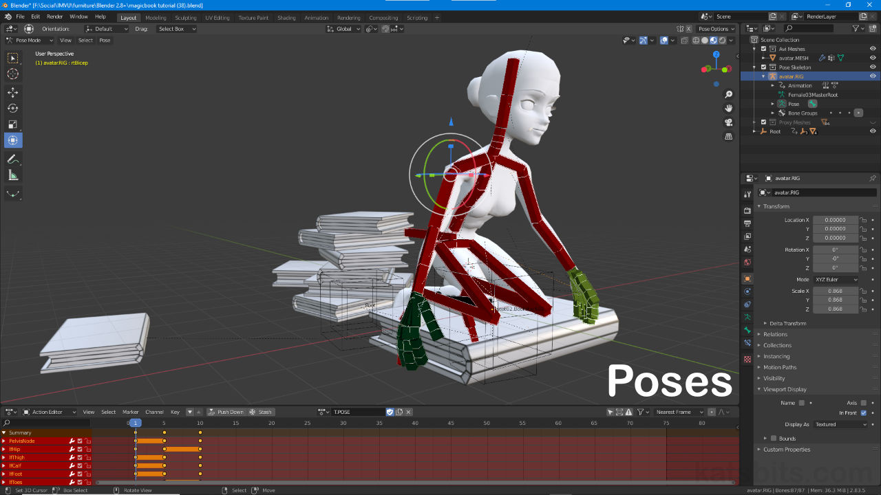 Learn about making Avatar Poses for IMVU using Blender