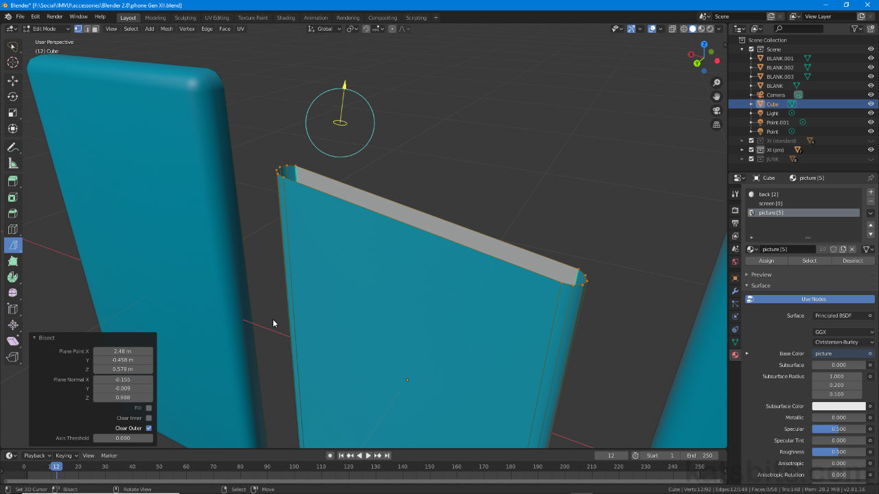 Using Bisect to slice a selection in Blender 2.8+