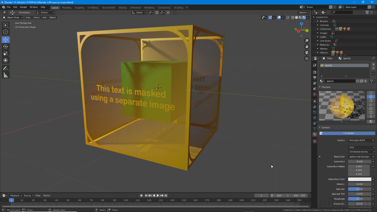 Using Opacity Maps for Transparent Materials in Blender 2.8+