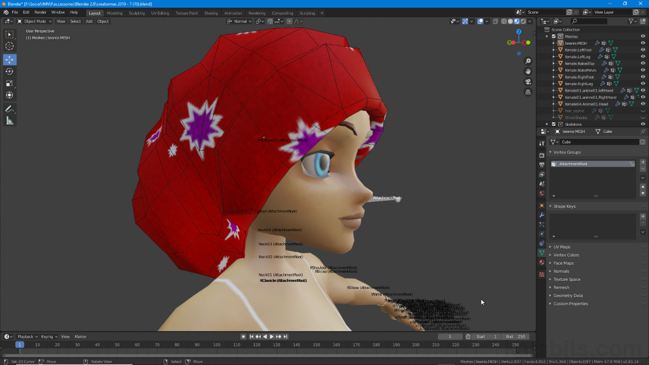 Make an IMVU Beanie Hat Accessory in Blender 2.8+