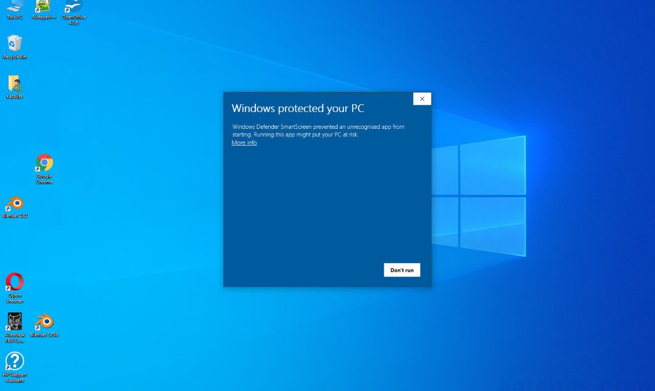Windows 10 blocks Blender 2.82