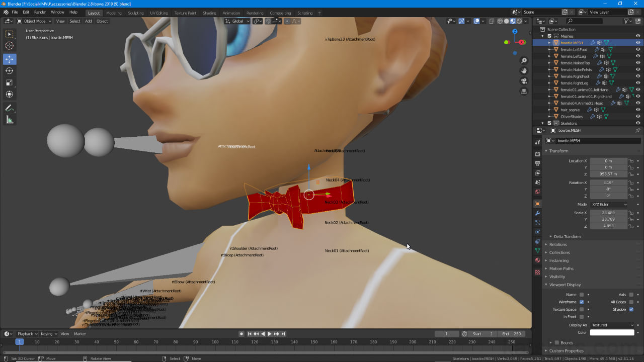 IMVU Bow & Bow-tie in Blender 2.8+