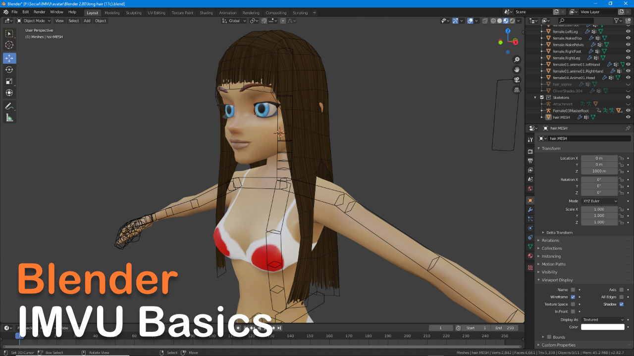 Blender Basics for IMVU make simple hair (body part)