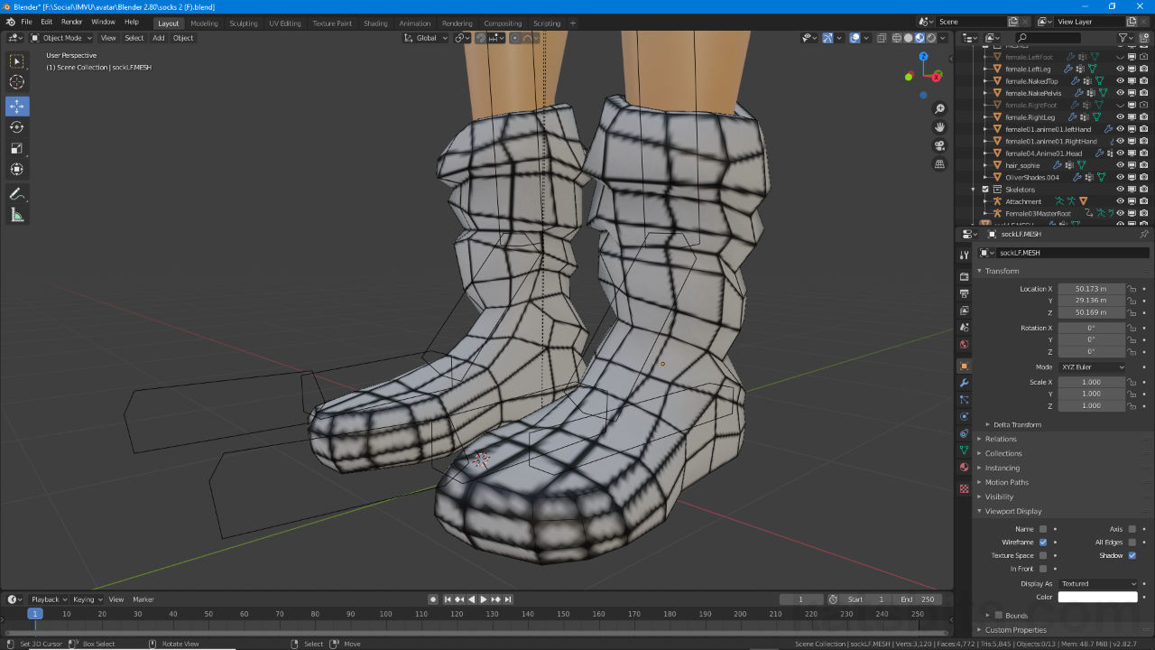 Make a pair of Socks for IMVU using Blender 2.8+