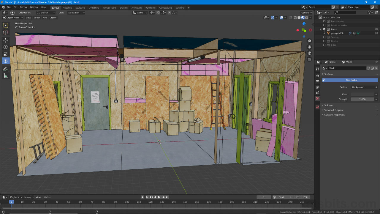 Custom Furniture Room (nodes hidden) for IMVU made in Blender 2.8+