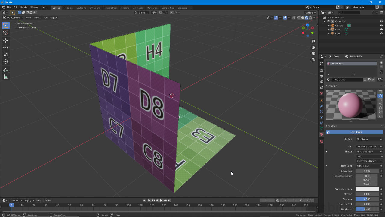 Two-sided (Double-sided) Meshes/Materials in Blender 2.8+